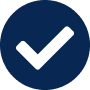Circular blue approval symbol